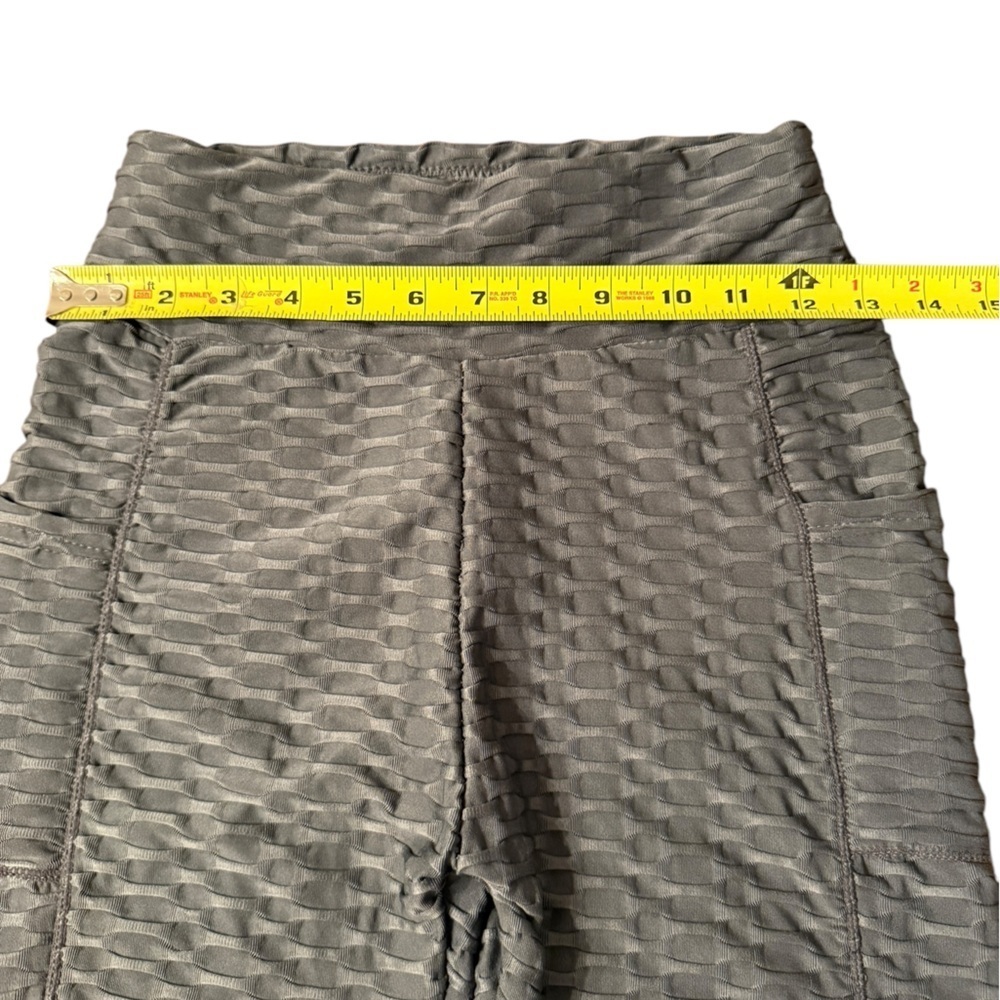 Yoga Pants High Waisted Anti Cellulite Gray Leggings with Pockets S/M - Picture 10 of 13